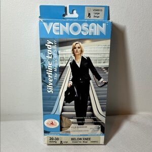 Venosan Silverline Lady Compression Socks. Beige. Large. 20-30 mmhg. Closed toe